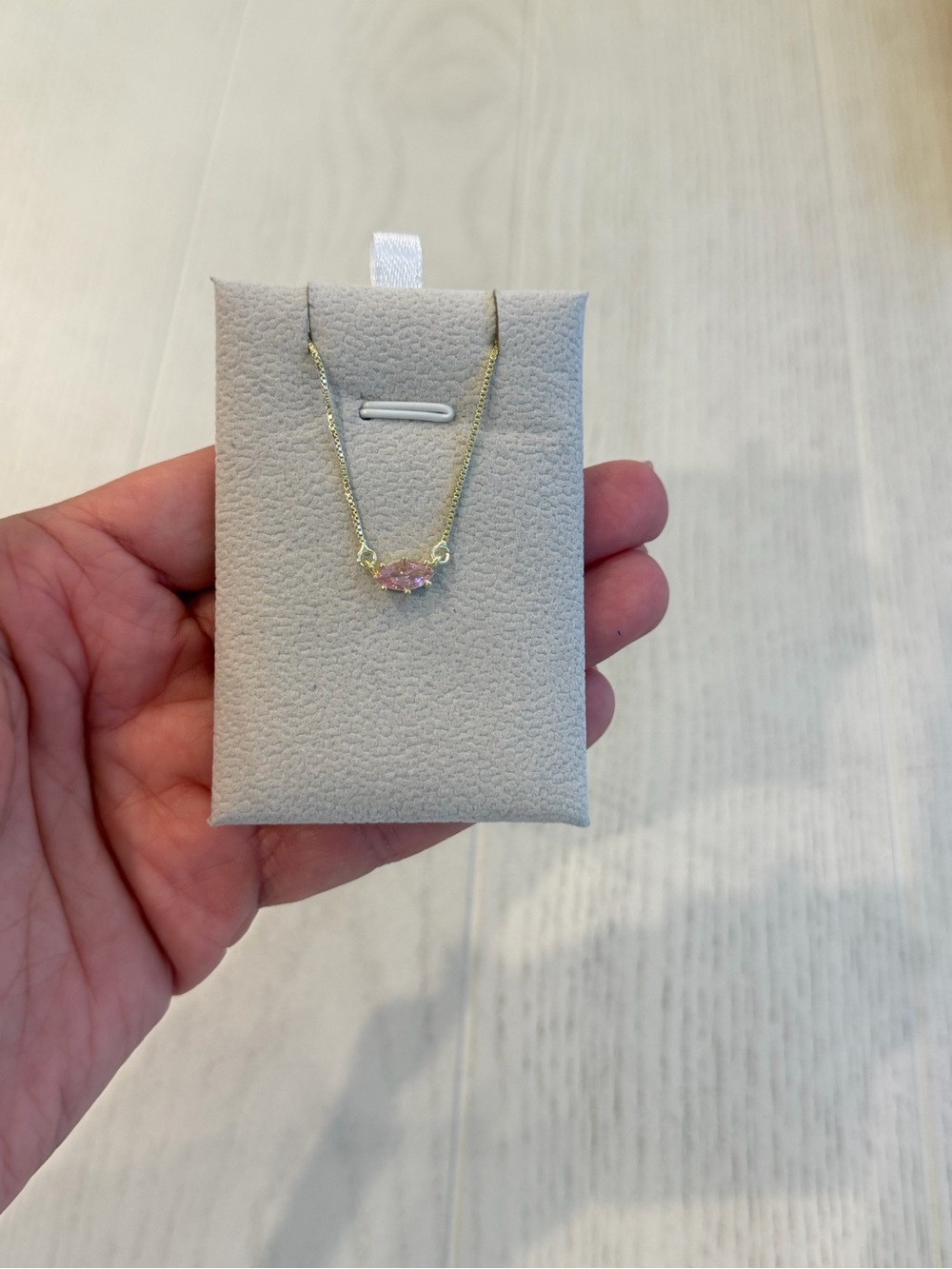 Delicate Pink Stone Gold Necklace - Women's Jewelry, 14k gold plated
